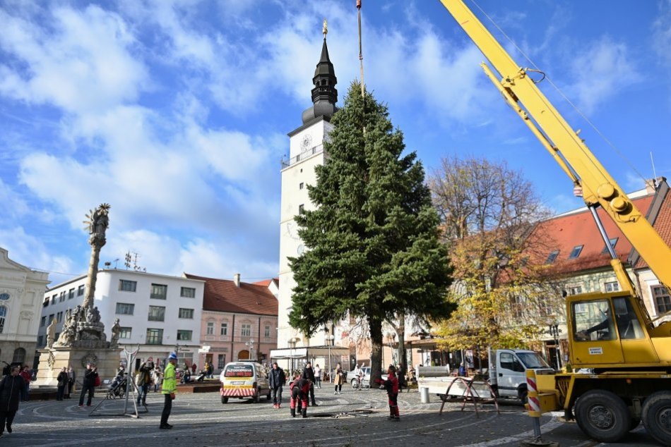 Ilustračný obrázok k článku Sviatky sa blížia: Na Trojičnom námestí v Trnave už stojí vianočný stromček, FOTO